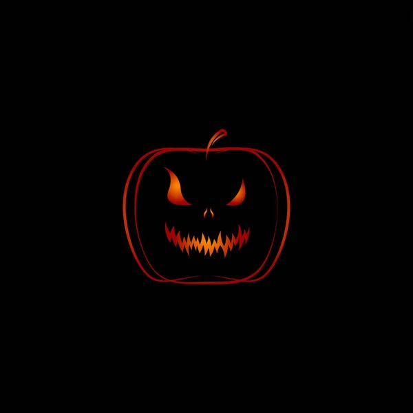 Calabaza Con Una Cara Monstruo Tallada Dibujo Del Esquema Halloween — Archivo Imágenes Vectoriales