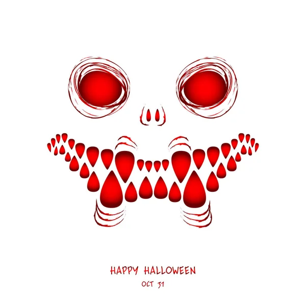 Halloween Das Gesicht Des Monsters Skelett Mit Scharfen Zähnen — Stockvektor