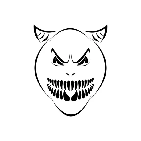 Diable Dessin Contour Pour Tatouage Démon Monstre Avec Crocs — Image vectorielle