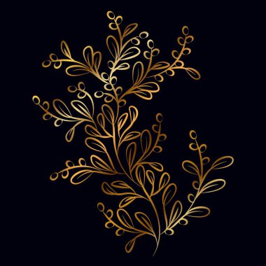 Şekillendirilmiş Altın Bitki. Çizgi çizme. Duvar kağıdı, kumaş, baskı için desen