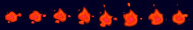  Hareketsiz bir ateş kabarcığı, kırmızı sıvı, kan lekeleri ya da sihirli bir top. Oyun ya da çizgi film için döngülü animasyon