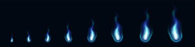Mavi ateş animasyon cinleri. Bir oyun ya da çizgi film için animasyon. Vektör çizimi. Düz şenlik ateşi 