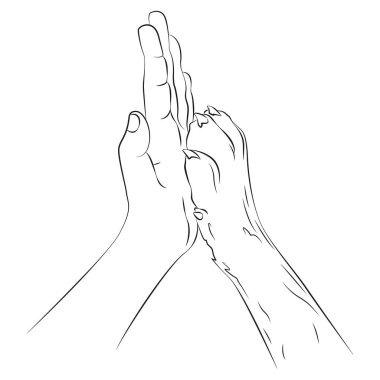 Bir adamın eli ve bir köpeğin pençesi. Arkadaşlık ve güven. Eğitim 