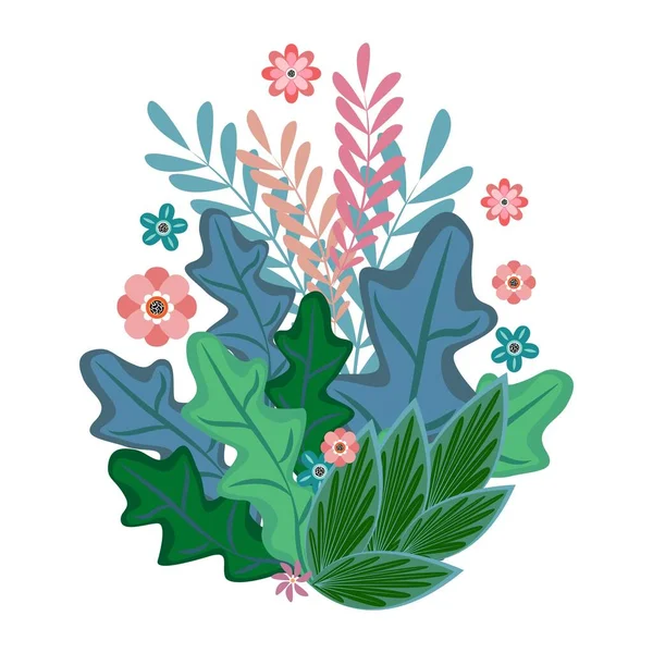 様式化された花や葉の花束 — ストックベクタ