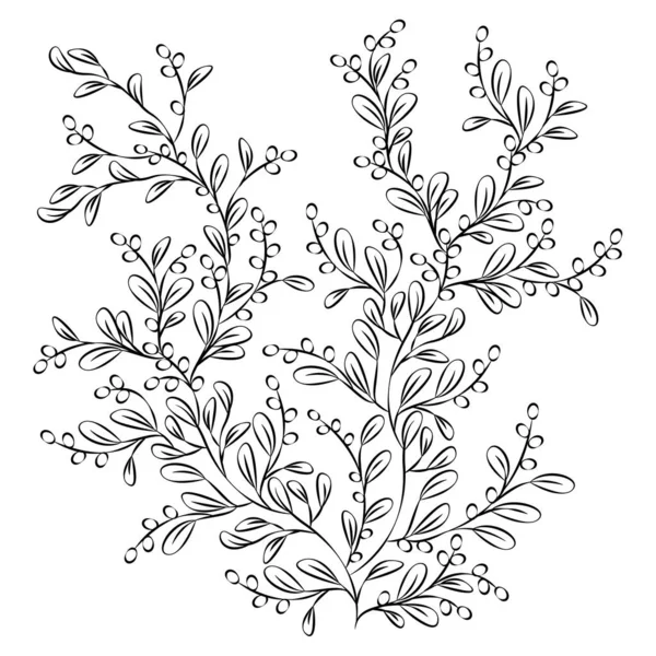 植物のパターン 線画だ 印刷用の要素 — ストックベクタ