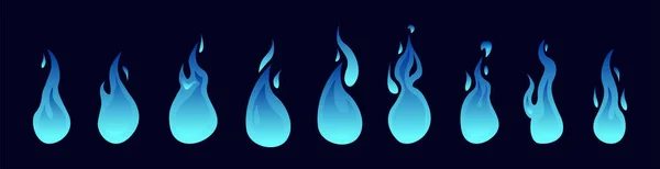 Blaue Flamme Feueranimation Spritet Animation Für Spiel Oder Zeichentrick Vektorillustration — Stockvektor