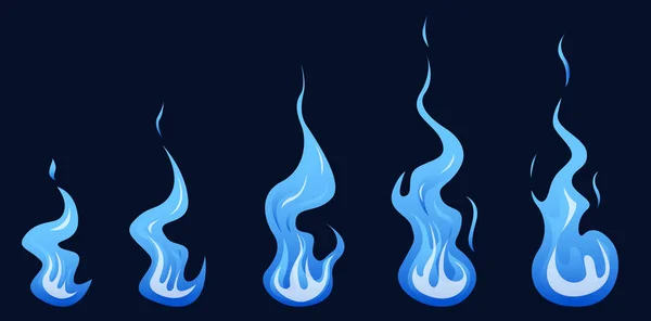 Flamme Bleue Animation Feu Sprites Animation Pour Jeu Dessin Animé — Image vectorielle