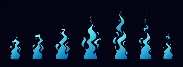 Blaues Feuer Animation Sprites Animation Für Ein Spiel Oder Einen — Stockvektor