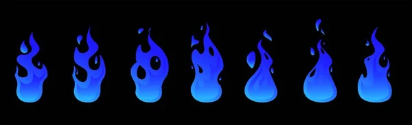 青い炎 火のアニメーションのスプライト — ストックベクタ