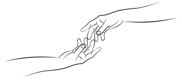 Dos Manos Tocando Sus Dedos — Archivo Imágenes Vectoriales
