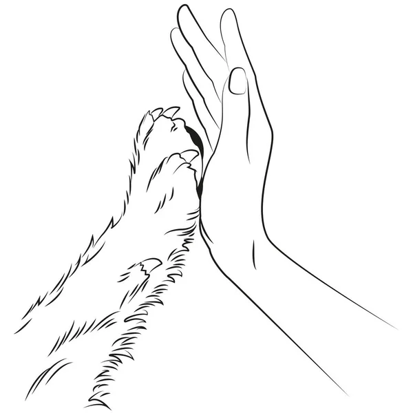 Εικόνα Φιλίας Μεταξύ Ανθρώπου Και Σκύλου Χέρι Πόδι Βέκτορ Μπορεί — Διανυσματικό Αρχείο