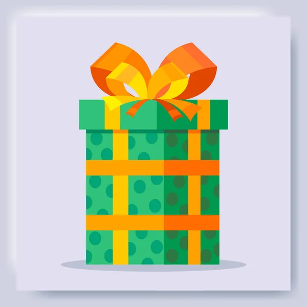 Πράσινο Κουτί Δώρου Πορτοκαλί Φιόγκο — Διανυσματικό Αρχείο