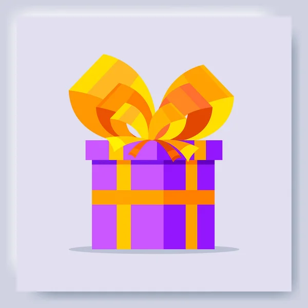 Boîte Cadeau Violet Avec Arc — Image vectorielle