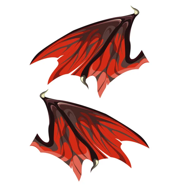 白い背景に赤い龍の翼 ベクトル — ストックベクタ