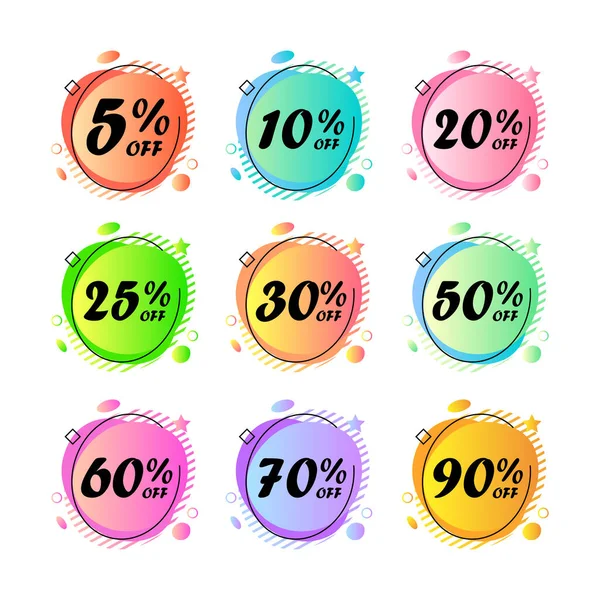 Stickers Indicating Percentage Discount — Stock Vector