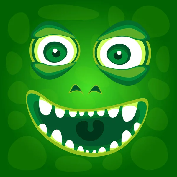 モンスターだ 緑の背景に笑みを浮かべて様式化された顔 — ストックベクタ