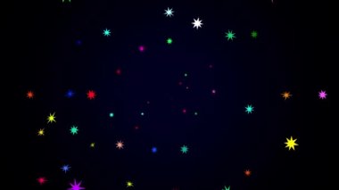 Renkli yıldızlardan yapılmış havai fişekler. Hareket eden yıldızların arkaplanı