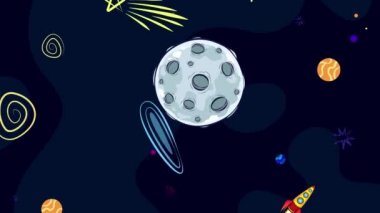 Uzayın soyut görüntüsü. Yıldızlar ve gezegenler