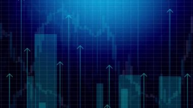 İş sunumu için mavi arkaplan. Oklar ve büyüme