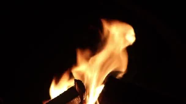Φωτιά Φλόγα Μέσα Στη Νύχτα — Αρχείο Βίντεο