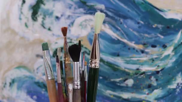 絵を描くためのブラシ キット — ストック動画