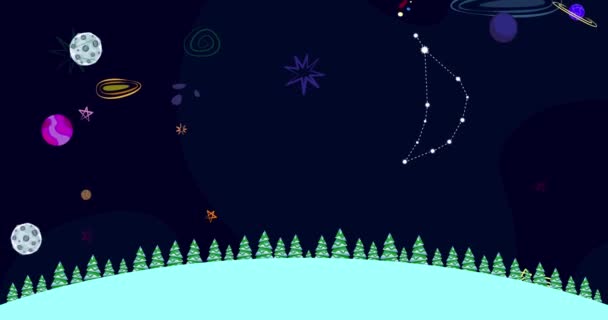 Nachthimmel Über Dem Wald Animation — Stockvideo