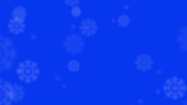 Schneeflocken Fallen Auf Blauem Hintergrund — Stockvideo