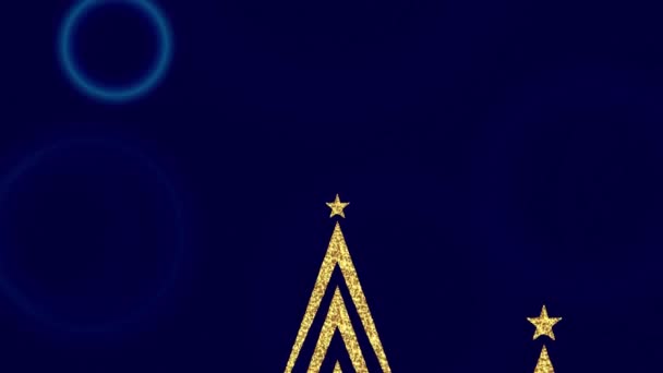 Stilize Edilmiş Altın Noel Ağacı Vurgulamalı Mavi Arkaplan — Stok video