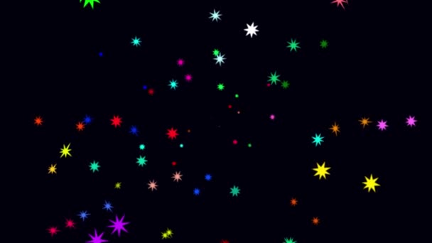 Feuerwerk Aus Farbigen Sternen Hintergrund Der Sich Bewegenden Sterne — Stockvideo