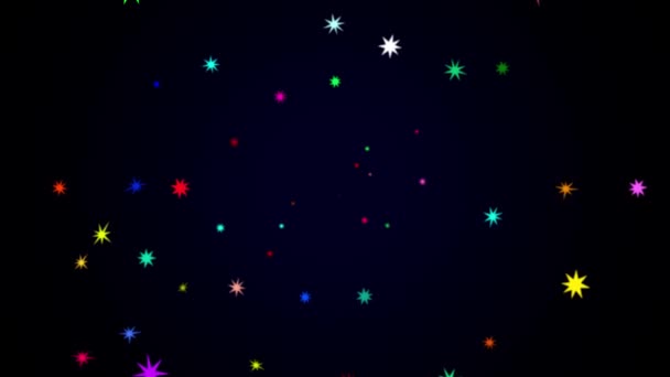 Feuerwerk Aus Farbigen Sternen Hintergrund Der Sich Bewegenden Sterne — Stockvideo