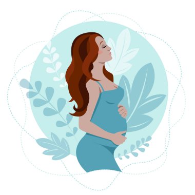  Anneler Günün kutlu olsun. Tebrik kartı. Hamile kız. 