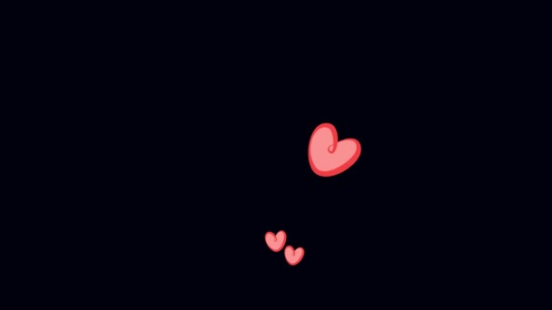 Flying Hearts Black Background — Stock Video