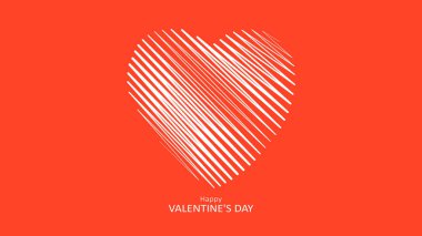 Kırmızı arka planda bir kalp. Kutlama bayrağı. Sevgililer Günün kutlu olsun.