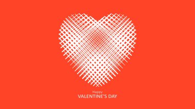 Kırmızı arka planda bir kalp. Kutlama bayrağı. Sevgililer Günün kutlu olsun.