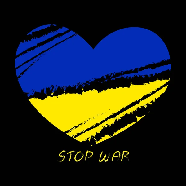 Stoppa Krigsskylten Ukraina Ukraina Och Ryssland Krig Vektor Svart Bakgrund — Stock vektor