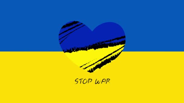 Παλμική Καρδιά Σημαία Της Ουκρανίας Σημάδι Υποστήριξης Για Την Ουκρανία — Αρχείο Βίντεο