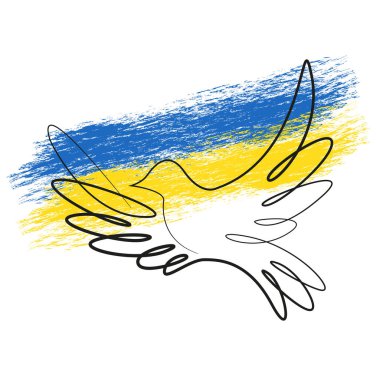 Ukrayna 'nın stilize bayrağının arka planında barış kuşu