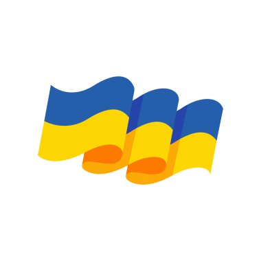 Ukrayna bayrağı. Beyaz arka planda Ukrayna ulusal bayrağının vektör illüstrasyonu