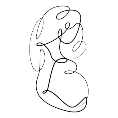 Hamile bir kız. Bir çizgi çizimi