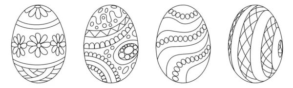 Huevos Pascua Dibujados Contorno Libro Pascua Para Colorear Dibujos Vectoriales — Vector de stock