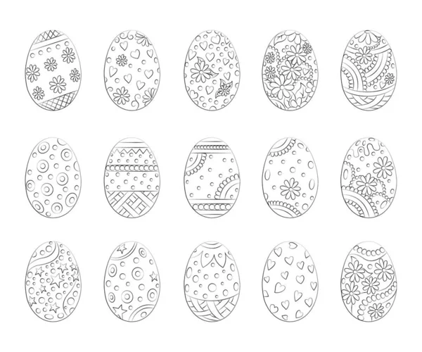 Pisanki Narysowane Zarysie Wielkanoc Kolorowanki Rysunki Wektorowe Jaj Wzorami Może — Wektor stockowy