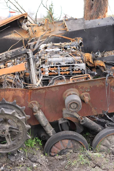 Ukraina Motyzhyn 2022 Zniszczony Rosyjski Pojazd Bojowy Piechoty Sprzęt Zniszczony — Zdjęcie stockowe