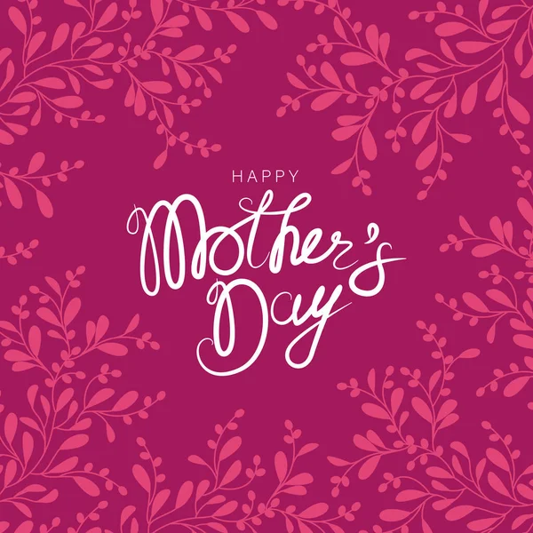 Mother Day Card Handwritten Text Vector Banner Stylized Plant Elements — Stockvektor