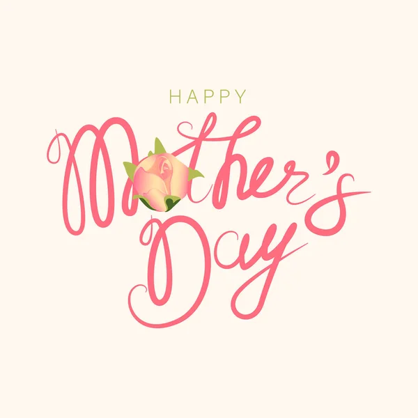 Happy Mother Day Hand Drawn Text Calligraphy Flower Lettering Art — Stockový vektor