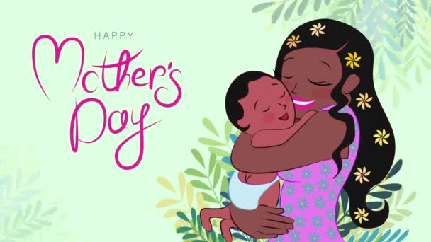 Happy Mother Day African American Woman Her Child Her Arms — Stock videók