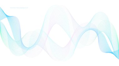 Beyaz arkaplanlı renkli düz çizgiler. Geleceğin dalgalı çizimleri. İş fikrinin taslağı. Reklam için şablon