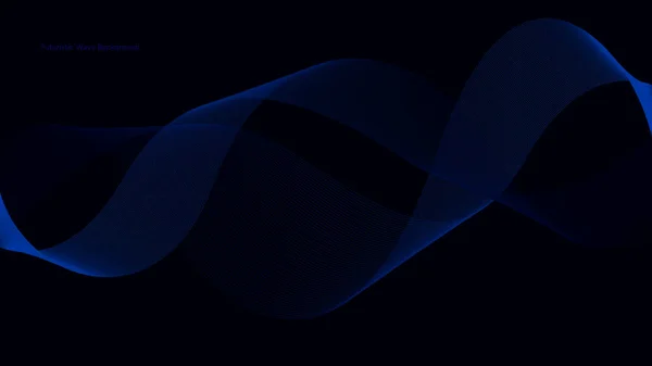 Líneas Suaves Azules Con Fondo Negro Ilustración Ondulada Futurista Mockup — Vector de stock