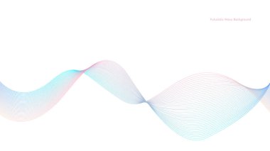 Tasarım için soyut dalga elemanı, mavi ve pembe eğimli. Vektör illüstrasyonu