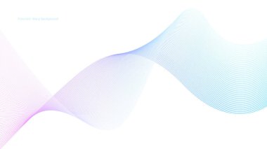 Tasarım için soyut dalga elemanı, mavi ve pembe eğimli. Beyaz arkaplanda izole edilmiş vektör fütüristik illüstrasyon. Sunum için arkaplan