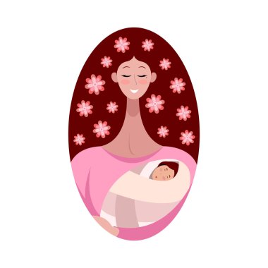 Kollarında bebekle bir daire çizen bir kadın.